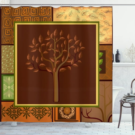 Ambesonne Tribal Shower Curtain, Native Art, 69"Wx75"L, Brown Green