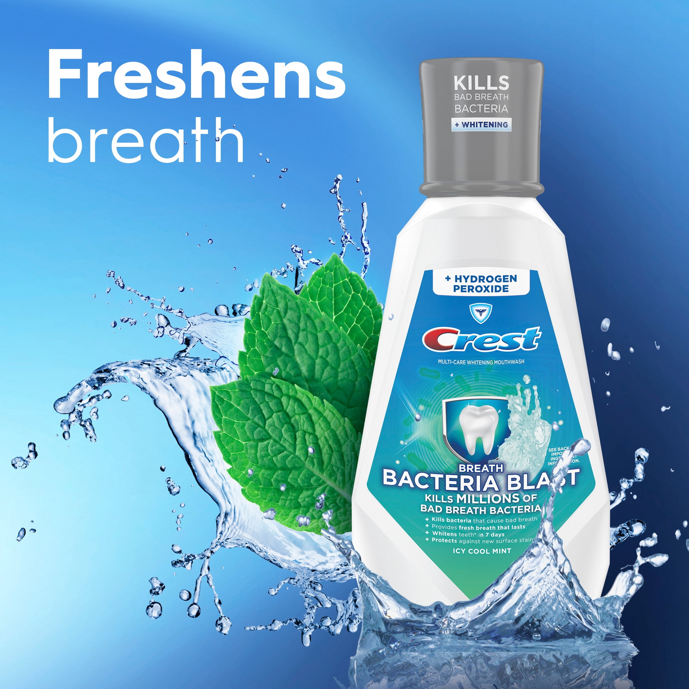 Crest Mouthwash, Breath Bacteria Blast Mouthwash, Mint, 32 fl oz