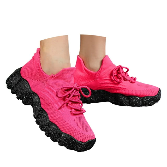 Dakaela Chaussures de Marche pour Femmes à Enfiler Espadrilles de Course Tennis 2025 Mode Décontractée Chaussures pour Femmes Rose 8