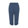 thumbnail image 4 of Jxximdong Capris Pants for Women, Fashionable and Casual Summer Elastic High Waist Solid Color Cotton and Linen Loose Trousers, Blue Women's Cropped Pants, 4 of 5