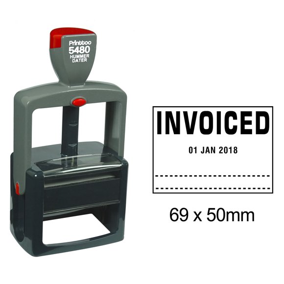 Printtoo Heavy Duty Dater Stamp With Invoiced Text Office Stationery Self Inking Date Rubber Stamp-Black