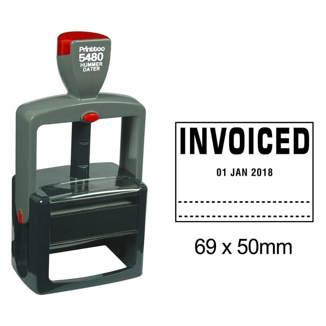 Printtoo Heavy Duty Dater Stamp With Invoiced Text Office Stationery Self Inking Date Rubber Stamp-Black