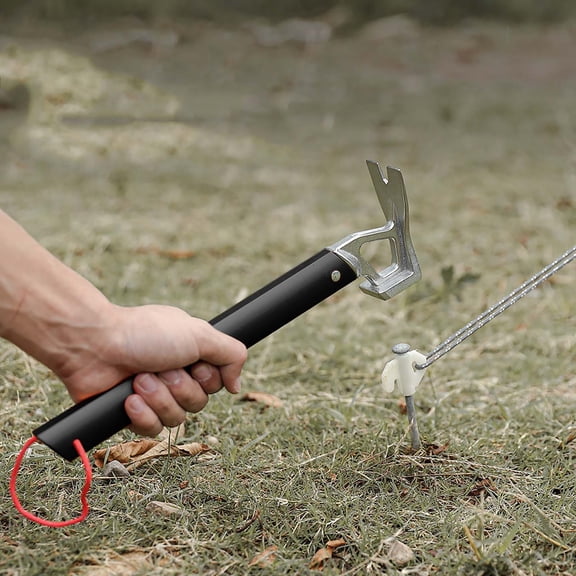 XMMSWDLA Camping Hammer with Hook, 12inch Lightweight Aluminium Tent Stake Handy Hammer, Portable Functional Tent Stake Puller Hammer Nail Remover Today Aluminum Alloy