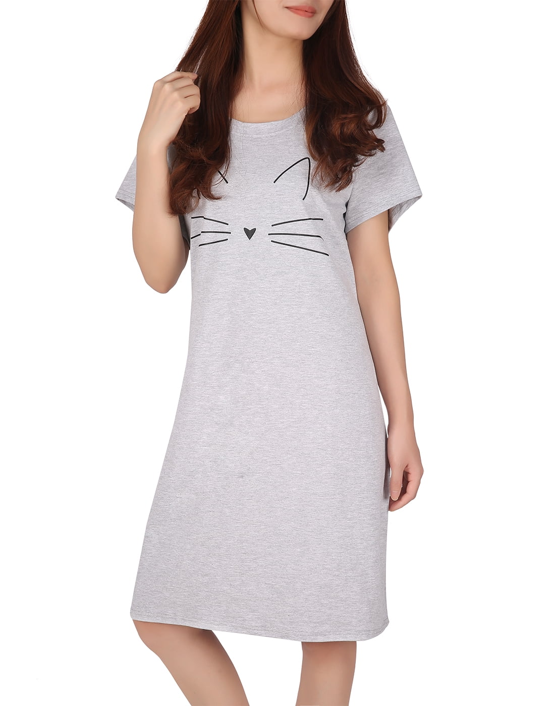 Womens Nightgown Flame-skull-3D-print-Sleepwear Short Sleeves Shirt Casual Print Sleepdress
