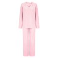 thumbnail image 6 of SDNall Two Piece Outfits Long Sleeve Solid Color Tops with High Waist Pants Baggy Warm Pajama Sets, 6 of 9