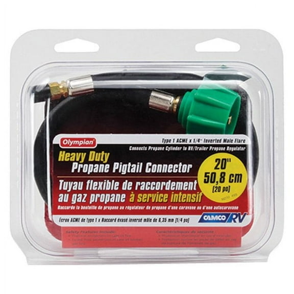 Camco 59073 - 20" Pigtail LP Gas Hose (ACME Nut to 1/4" Male Inverted Flare)