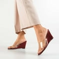 thumbnail image 2 of XYD Women Clear Square Open Toe Sandal Wedge High Heel Slip On Backless Mule Walking Comfy Slide Shoes Size 7 Red, 2 of 4