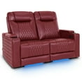 thumbnail image 2 of MCombo 65" Power Reclining Loveseat with Adjustable Headrest for Living Room, Double Recliner Sofa with Armrest Storage & LED Light, Red, 2 of 9