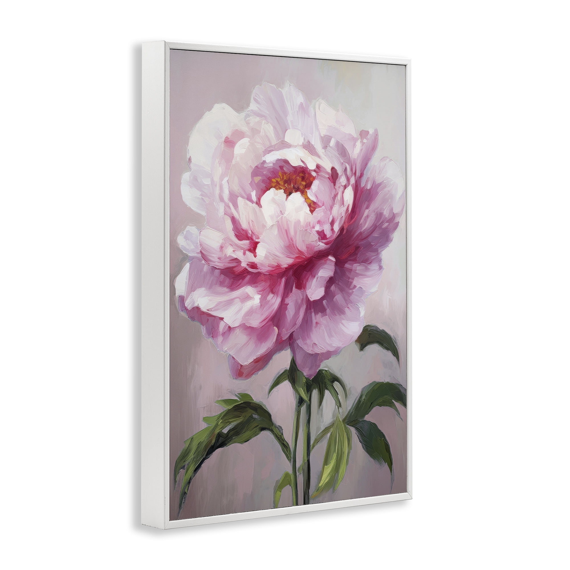 Stupell Industries Pink Blooming Floral Botanical & Floral Painting White Framed Art Print Wall Art, 16 x 24