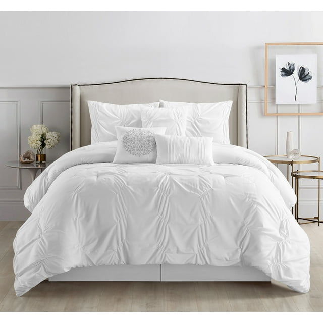 Lanco Annabelle 7 Piece Comforter Set White, Bed Size California King ...