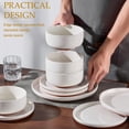 thumbnail image 2 of Vesteel 12-Piece Dinnerware Set for 4, Handcrafted Ceramic Plates and Bowls Set, Speckled Stoneware Dishes Set for Family, Microwave & Dishwasher Safe - Speckled White, 2 of 10