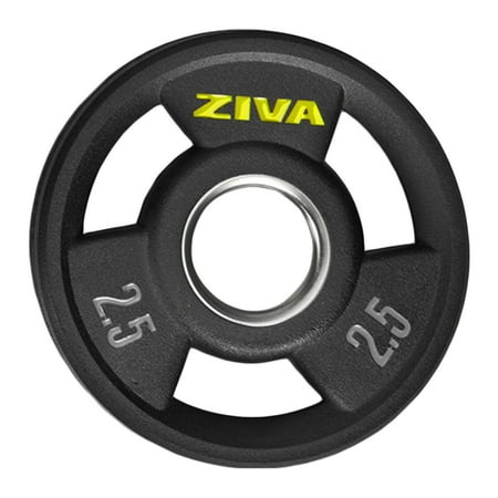 UPC: 4895202572761 | ZIVA RPU Grip Disc Olympic 2 Weight Plate – Premium Hard Wearing Rubber Urethane Coating Stainless Steel Insert 3-Position Contoured Grip – Single 2.5 lb