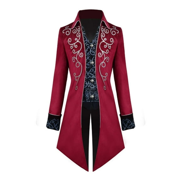 JIKNTTR Men Coats Steampunk Jacket Vintage Tailcoat Gothic Frock Coat Classic Stylish Business Overcoat