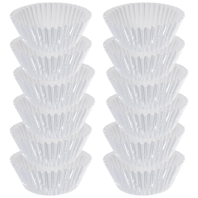 100 moldes de aluminio engrosados para cupcakes, mini pasteles, muffins y repostería (plateados)
