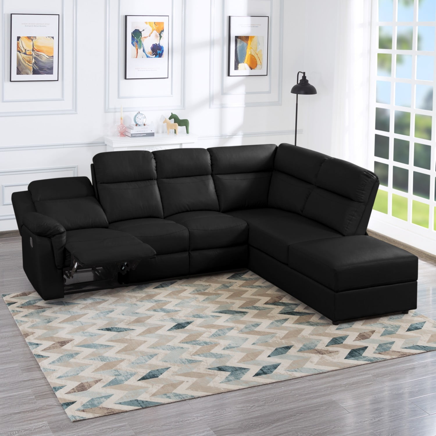 Gewnee 110.2” Manual Reclining Sectional Sofa Reclining Sofa Modern Contemporary Style and Functionality for Living Room, Office