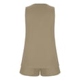 thumbnail image 4 of Scyoekwg Womens 2 Piece Outfits for Summer Sweatsuits Sets Trendy Tracksuit Sleeveless V-Neck Crochet Lace Trim Tops Shorts Solid Color Casual Loose Matching Sets (Khaki,XL), 4 of 5
