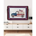 thumbnail image 5 of American Flag Truck with Wooden Stripes Outdoor TV Cover 70 to 75 Inch Waterproof, Blue Red Checker Buffalo 600D Oxford TV Covers with Zipper, Outside Flat TV Screen Protector 68"Wx42"Hx4.5"D, 5 of 7