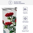 thumbnail image 4 of 20oz Double-Wall Vacuum Insulated Stainless Steel Tumbler with Straws Sports Mugs BPA-Free Red Roses on The Wall, 4 of 7