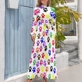 thumbnail image 4 of Colorful Paw Print Women's Long Dress Long Sleeves Dress Vintage Dresses Party Maxi Dress High Waist Dress, 4 of 4