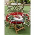 thumbnail image 3 of Outdoor Tablecloth with Umbrella Hole and Zipper, Red Christmas Round Table Cloth 60 Inch Waterproof Tablecloth, Xmas Snowman Tree Snowflakes Birch Branches Picnic Table Cover for Patio Camping, 3 of 7