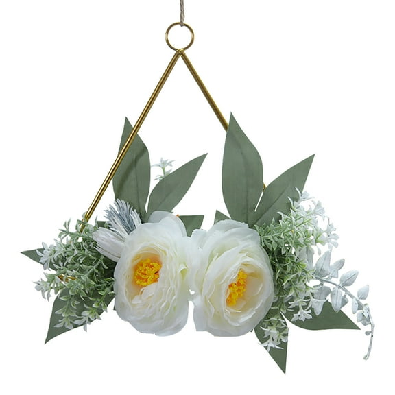 Marryso Door Wreath for Front Door Outside Imitation Flower Wall Decoration Metal Wreath Wrought Iron Wall Decoration