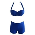 thumbnail image 5 of Sngxgn Women Bikini Set Solid Color Triangle Two Piece Swimsuit(Blue,L), 5 of 5