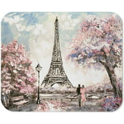Yeuss Eiffel Tower Mouse Pad Rectangular Non-Slip Mousepad, Couple Oil Painting Paris Street View Gentle Scenery Gaming