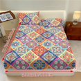 thumbnail image 3 of Jeiento Colorful Boho Floral Tile Print 3 Piece Bed Sheet Set, Deep Pocket Fitted Sheet with 2 Pillow Shams, Soft Breathable Bedding Collection for Bedroom Guest Room, King Size, 3 of 7