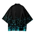 thumbnail image 2 of HAORUN Men Japanese Floral 3/4 Sleeve Kimono Loose Yukata Bathrobe Tops, 2 of 3