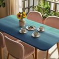 thumbnail image 3 of Teal Blue Ombre Table Cloths for 4 Foot Rectangle Tables, Modern Abstract Art Texture Patio Waterproof Elastic Fitted Tablecloths, Washable Rectangular Table Cover for Camping, 3 of 8