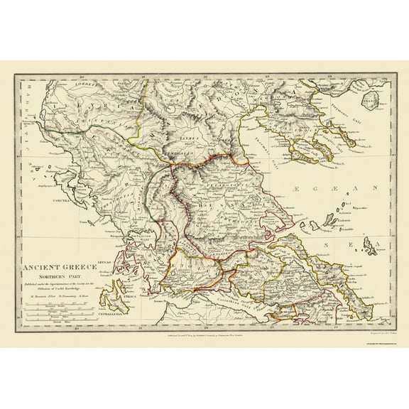 Historic Map - Ancient Greece Northern - Chapman 1829 - Vintage Wall Art