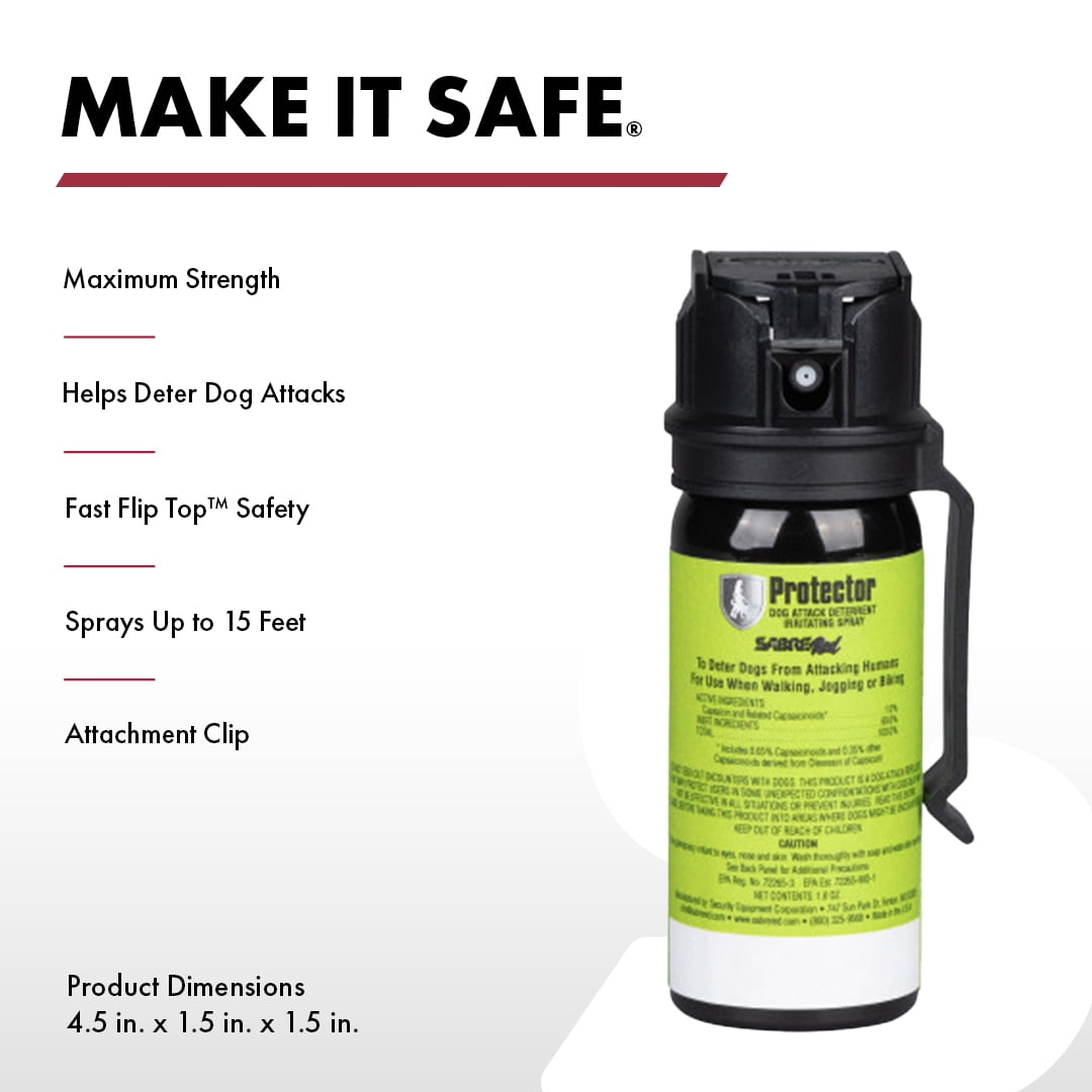 SABRE Dog Spray Protector Dog Deterrent with Belt Clip Maximum Strength