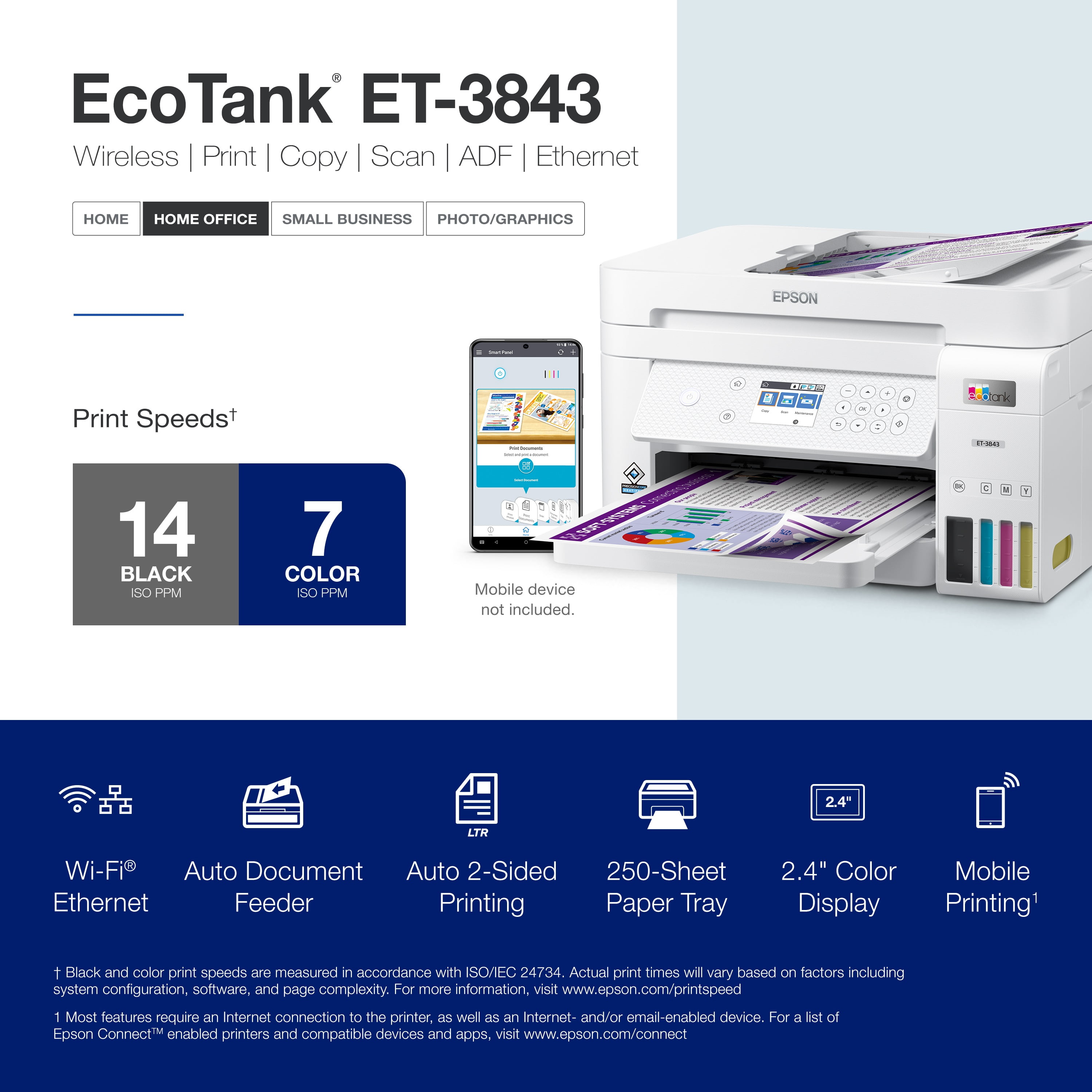 Buy Epson EcoTank ET3843 Wireless Color AllinOne CartridgeFree