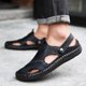 thumbnail image 1 of Sandalias clásicas para hombre, sandalias de playa de verano de cuero genuino para hombre, sandalias de playa suaves y cómodas para exteriores para hombre, sandalias para hombre sin cordones (26,5 cm), 1 of 4
