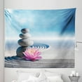 thumbnail image 1 of Lotus Flower Tapestry, Stones and Lotus Flower over Sand Harmony Balance Flourish Your, Fabric Wall Hanging Decor for Bedroom Living Room Dorm, 5 Sizes, Grey Blue Pink, by Ambesonne, 1 of 1