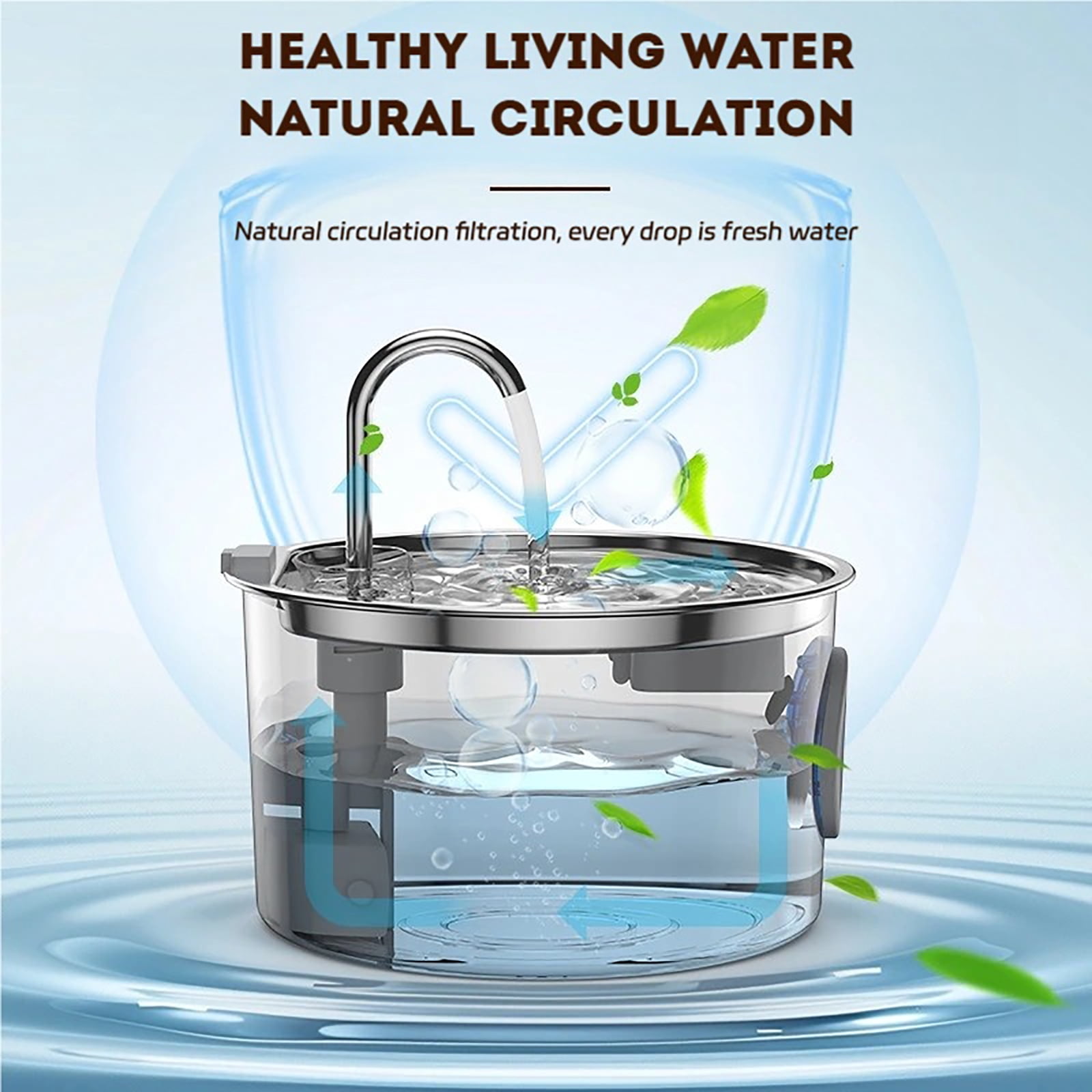 Pawira Cat Fountain, New Upgraded 3.2L/108oz Pawira Water Fountain for Cats with Replacement Filter, Natural Circulation Filtered Water, All Stainless Steel Material, Quiet and Easy to Clean