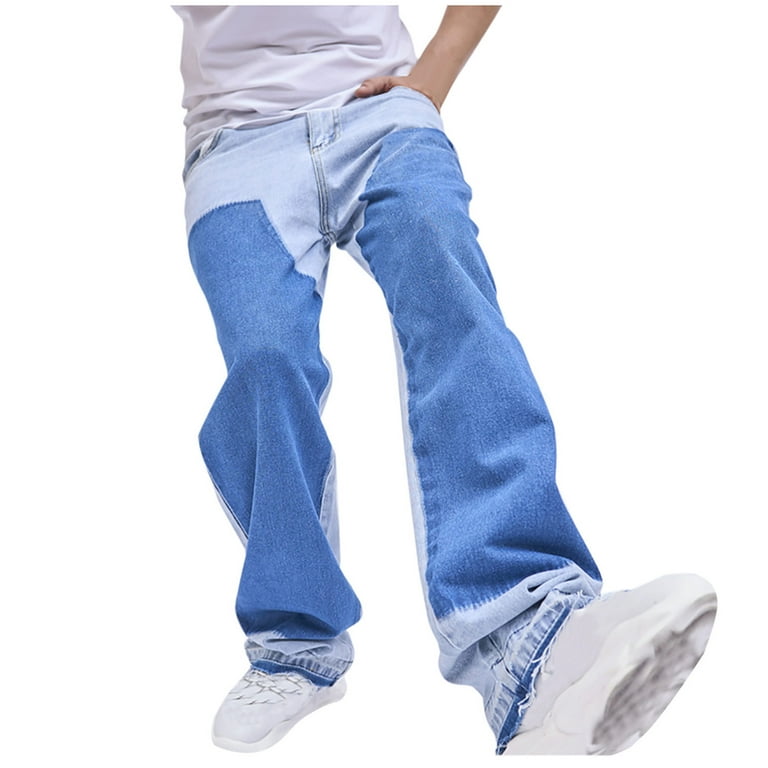 Fashion Mens Baggy Denim Loose Pants Hip Hop Cargo Pants Jeans Casual  Trousers