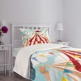 thumbnail image 3 of Ambesonne Circus Quilted Bedspread Set 2 Pcs, Circus Cloudy Sun Sky, Twin Size, Blue White Red, 3 of 5