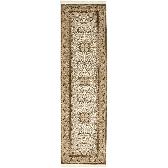 Cream Floral Kirman 3X10 Oriental Runner Rug