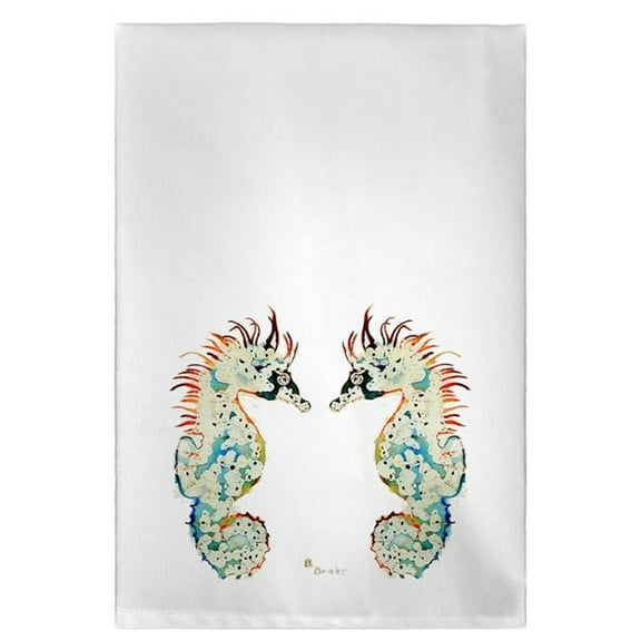 Betsy Drake GT388W Betsys Seahorses on White Guest Towel