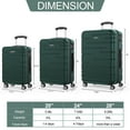 thumbnail image 2 of Sunbee Ensemble de 3 Valises, Valise Rigide en ABS avec Serrure TSA, Légère et Résistante, à Roulettes Multidirectionnelles, Vert Foncé, 2 of 7
