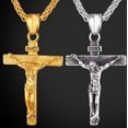 thumbnail image 3 of Antique Cross Jesus Christ Crucifix Cross Pendant Chain Necklace Retro Accessories for Men and Women, 3 of 15