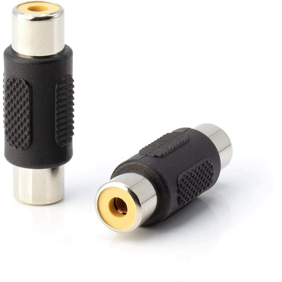 RCA Adapter, Female to Female Coupler, Extender, Barrel - Audio Video RCA Connectors, for Audio, Video, S/PDIF, Subwoofer, Phono, Composite, Component, and More - 4 Pack
