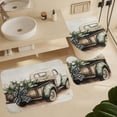 thumbnail image 6 of 4 Pcs Shower Curtain Sets Vintage Truck with Flower with Non-Slip Rugs Toilet Lid Cover And Bath Mat Truck Decor with Flowers Bathroom Decor Sets for Bathroom Decor Set 72inch X 72inch, 6 of 8
