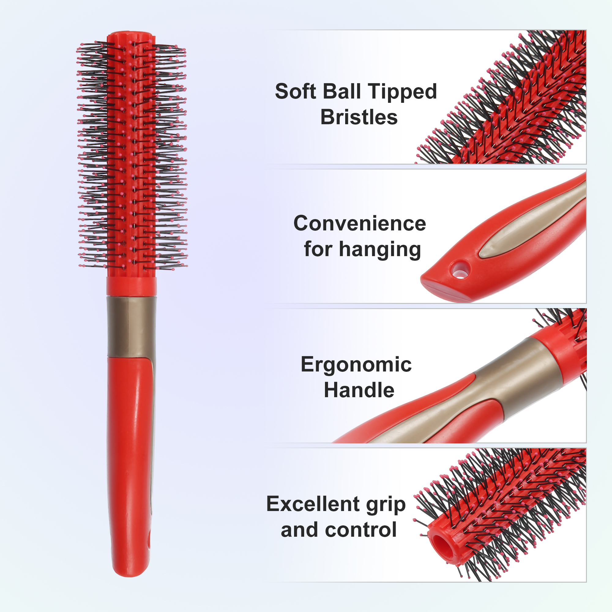 Unique Bargains for Straight Curly Plastic Hair Brush Red 1Pc