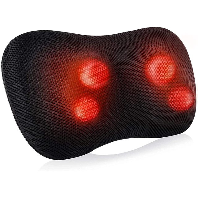 Cojín de masaje Shiatsu para cuello, hombros, espalda, cintura, cojín de masaje con calefacción, con función de calor y masaje de amasado giratorio 3D, relajación en el hogar y la oficina esquí esquí Gafas de esquí