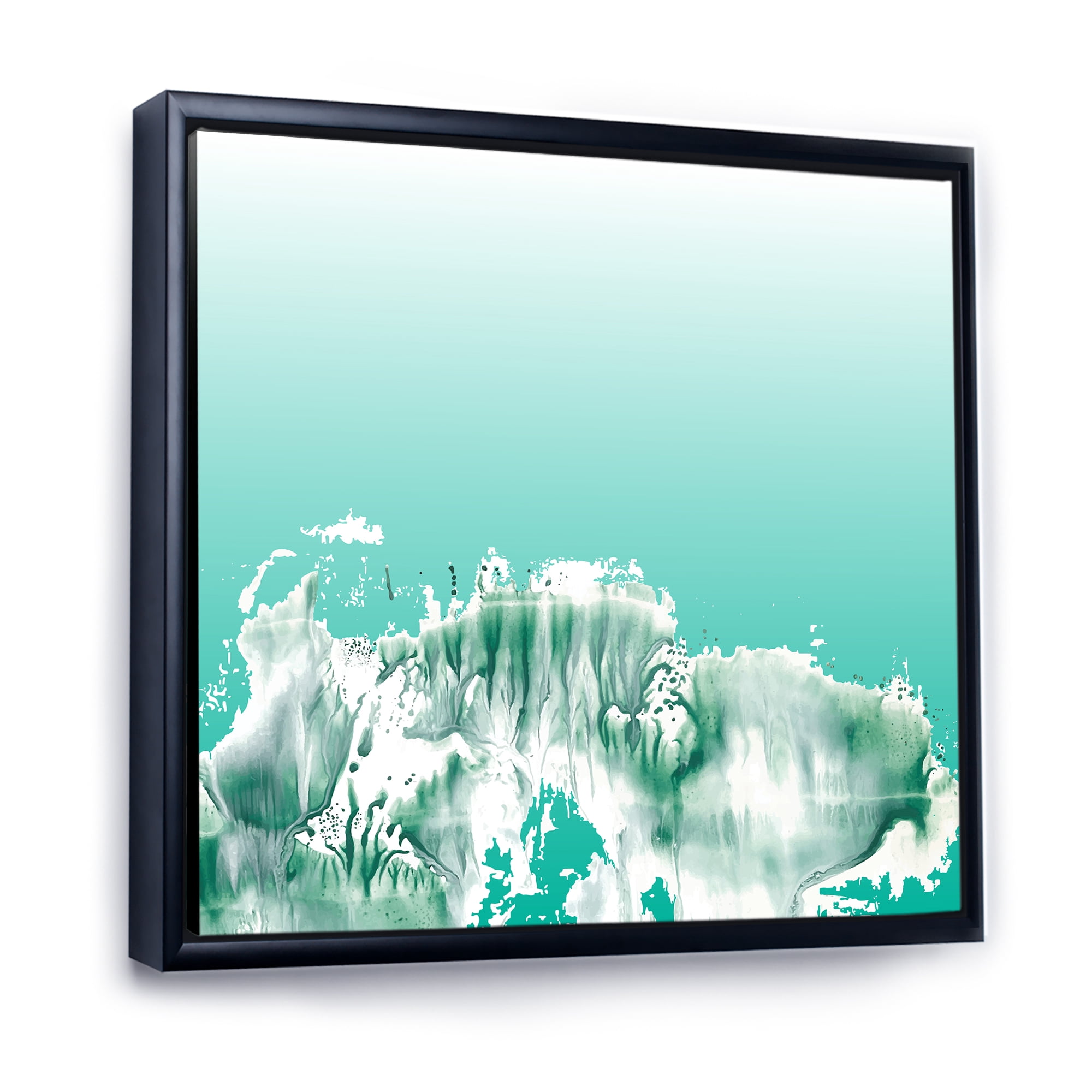 Designart 'Auquamarine Landscape Turquoise Splashes' Traditional Framed Canvas Wall Art Print