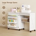 thumbnail image 4 of HOMCOM Folding Sewing Table, Rolling Craft Table with Storage, White, 4 of 10