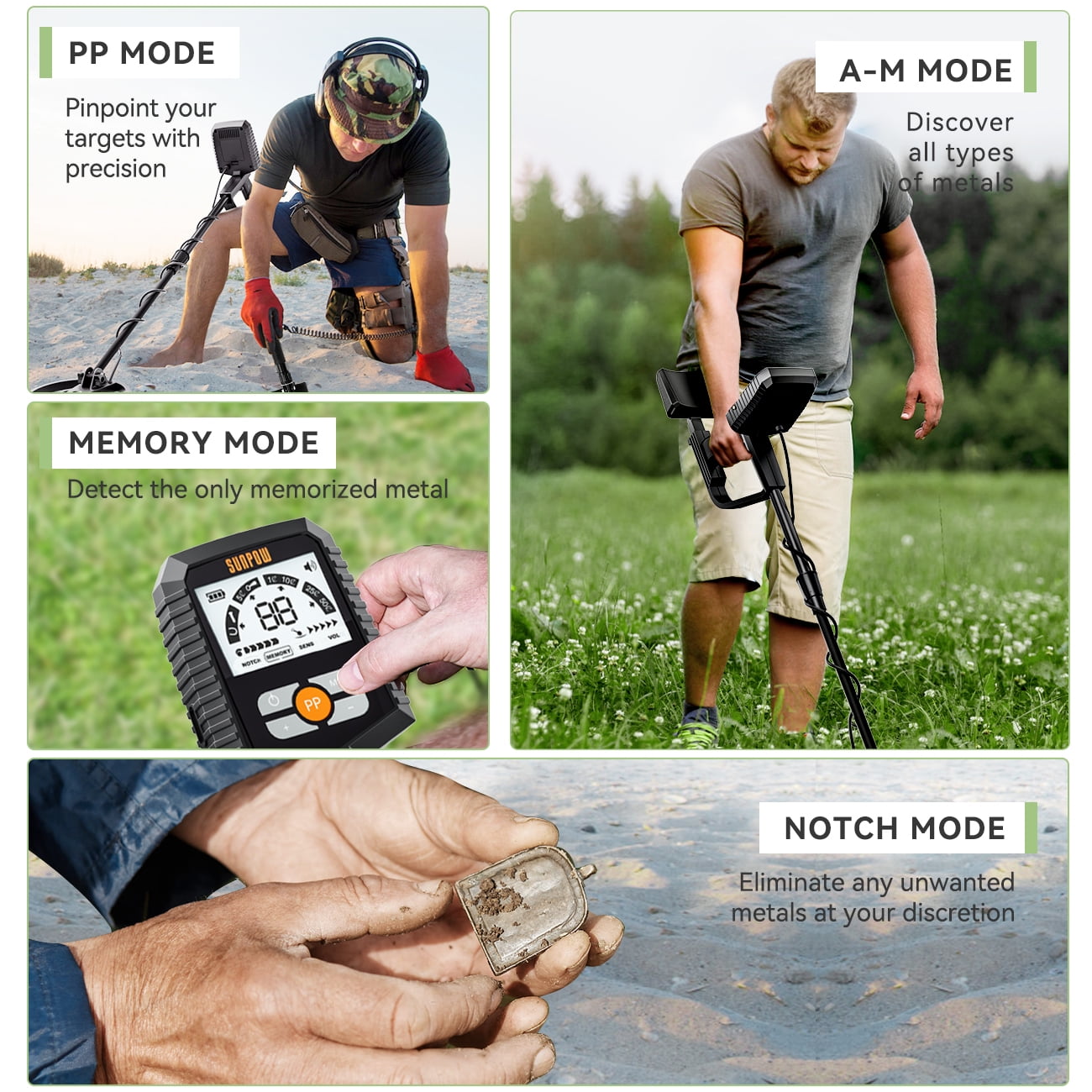 Metal Detector for All Ages: Waterproof Design for Gold Hunting, Reliable Anti-Interference Technology, Clear LCD Screen, Multiple Modes, IP68 Coiled Head