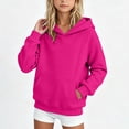 thumbnail image 2 of SHTXOZHI Warm Hooded Sweatshirt for Kids Girls Long Sleeve Solid Color Pullover Casual Outdoor Winter Tops with Pocket, 2 of 8